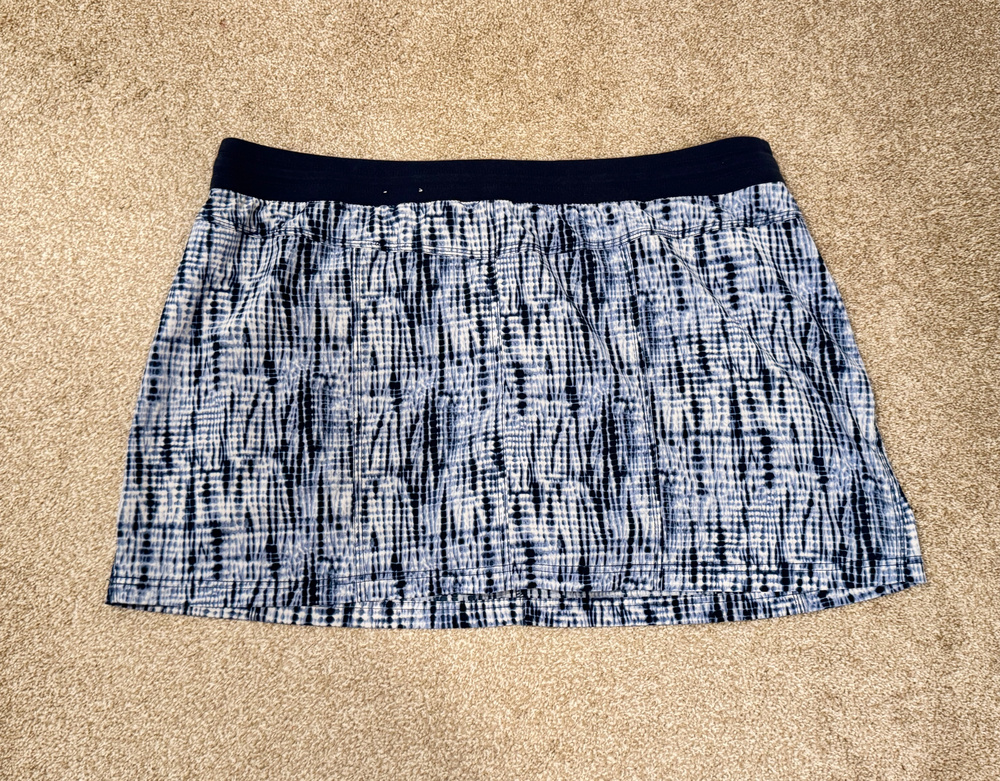Intro Love the Fit Womens 24W Skort Navy Blue Tie Dye Drawstring Pockets Tennis